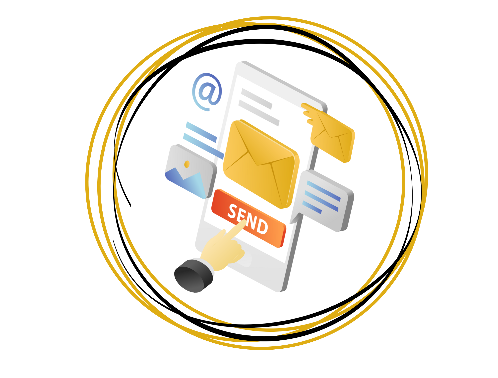 1 image of mobile phone with Send email button