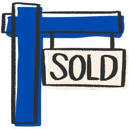 sold sign blue